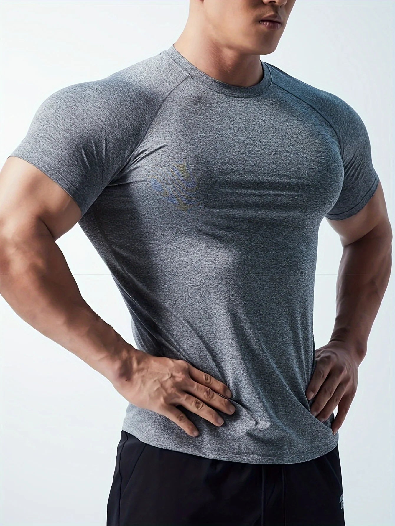 Man T Shirt Men Fitness T-shirt Exercise Short-Sleeved Men's Running Tees Gym Training Stretch Tops Summer Sports Tshirt