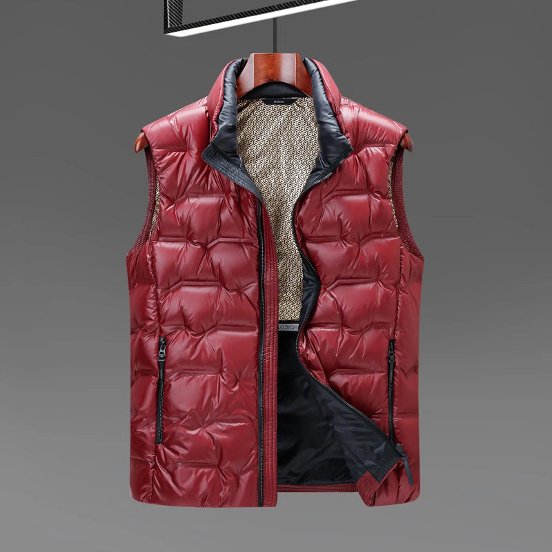 2025 Winter New Down Vest Coat Waterproof Fabric 90% Duck Down Content Thickened Warm Fashion Casual Down Shoulder