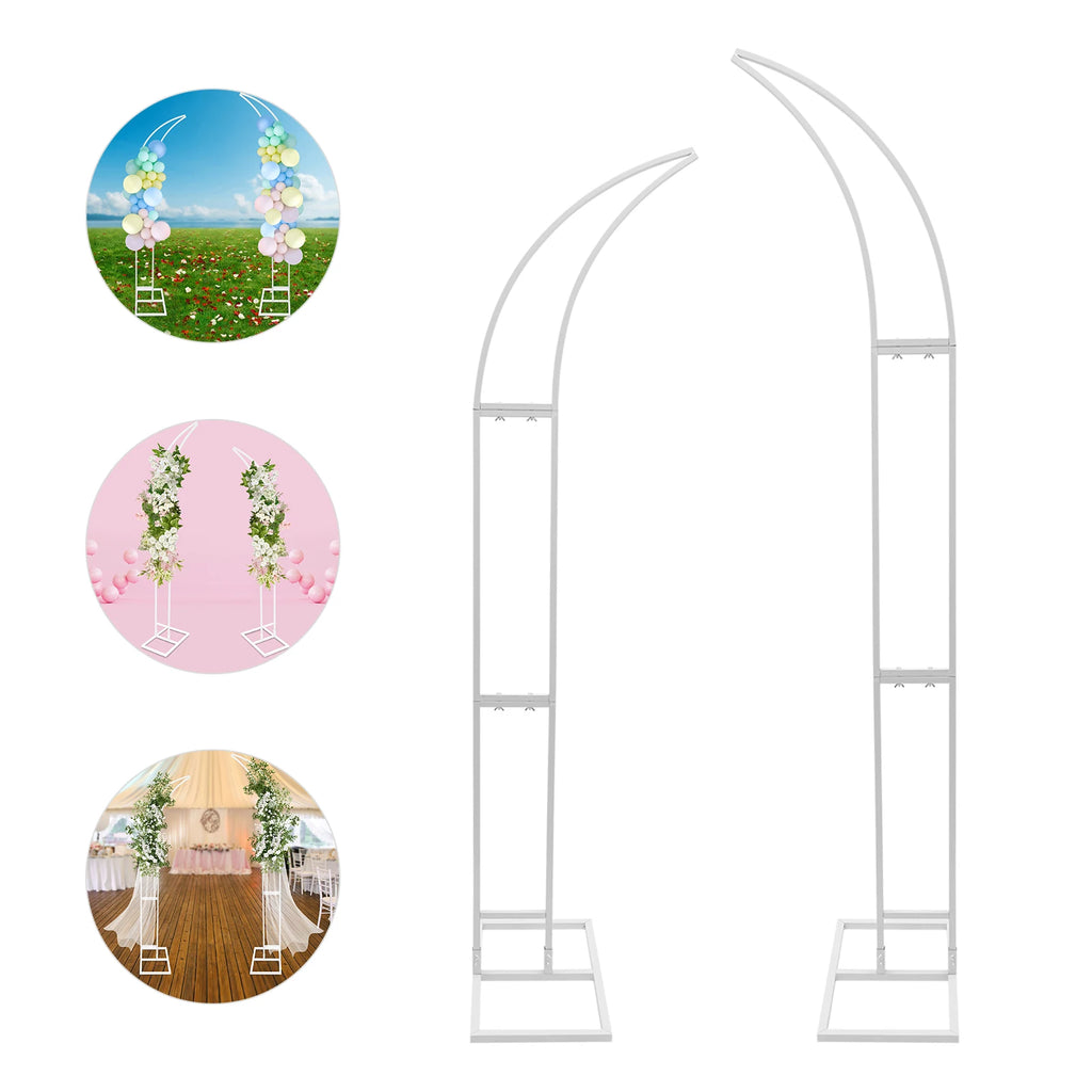 2PCS Wedding Arched Bracket,2.1m & 1.9m White/Gold Curved Wedding Stand,Decoration Backdrop Stand for Ceremony and Party