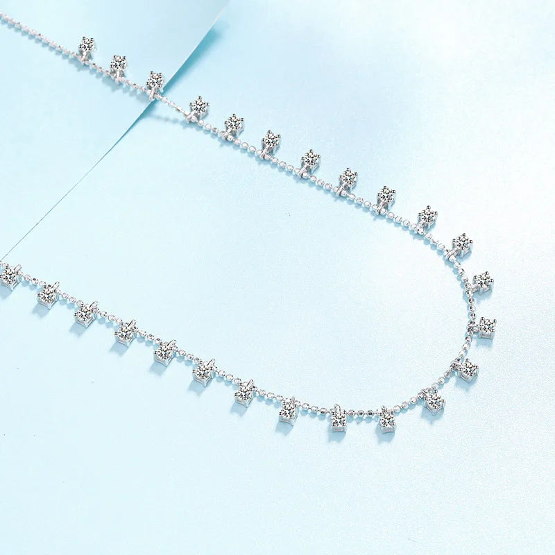 Beautiful 3-4mm Star Sparkling Clavicle Chain Women's Moissanite PT950 Platinum Scattered Starlight Full of Romance