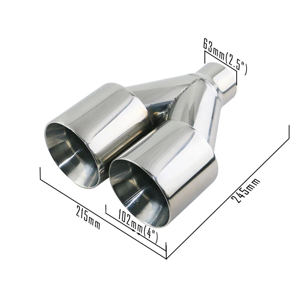 Universal Modify Exhaust Y Pipe tip 2.5 inch to 4 inch Stainless Steel muffler tailpipe Auto Accessory