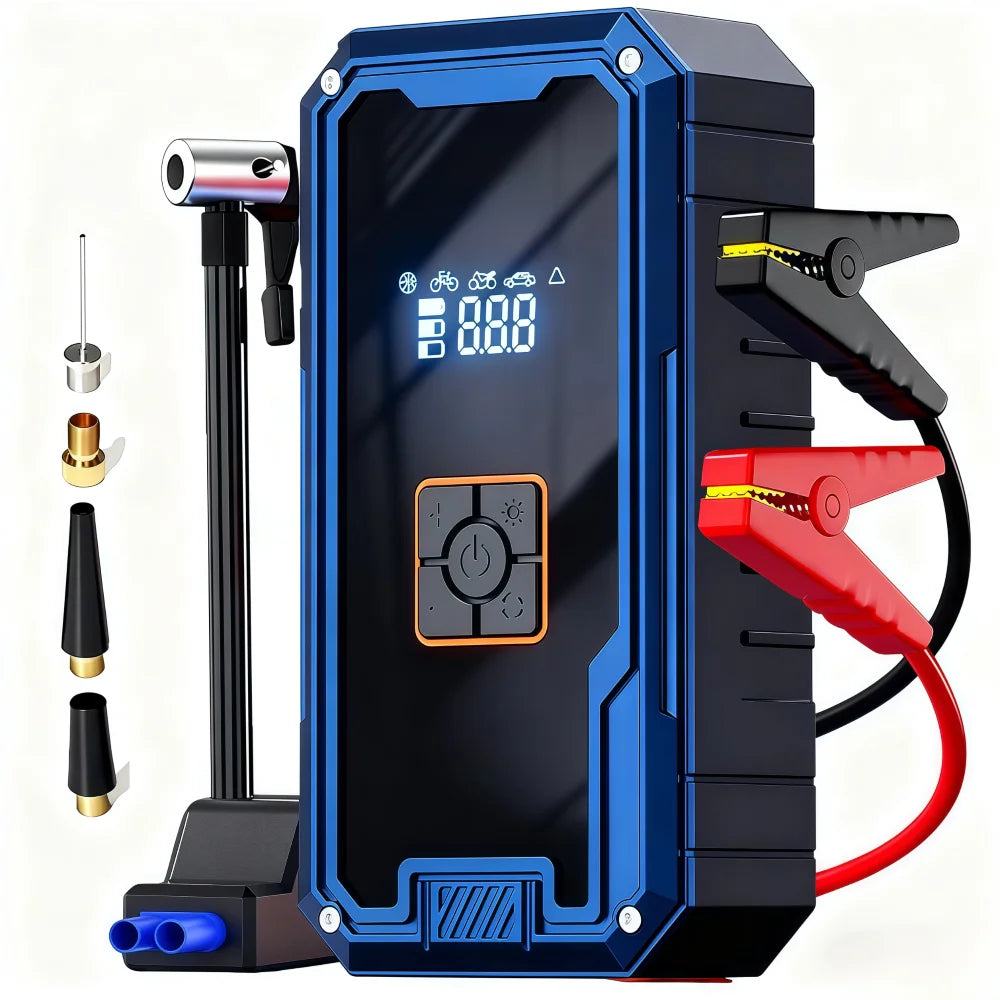 3000A 12V Car Jump Starter Air Compressor With Power Bank 99800mah Peak Portable Battery Starter 150PSI Air Pump With LED Light