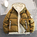 Fashion Men Casual Solid Color Hooded Parkas Male Black Khaki Warm Male Coat Padded Jacket Men Winter Parkas Thick Jacket Coats