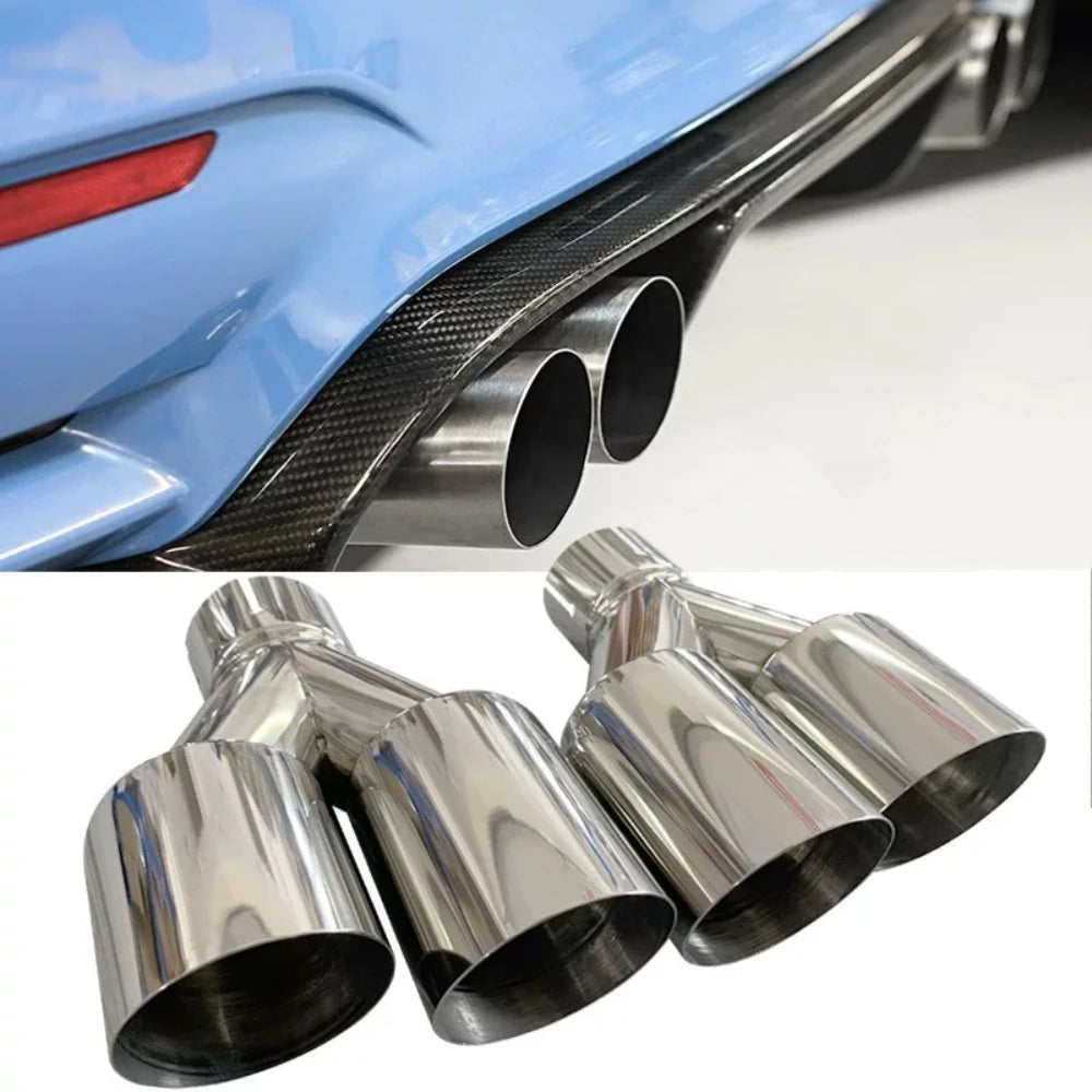 1 PCS Exhaust Tip Car modify Double Outlet Exhaust Pipe Nozzle Decoration Stainless Tail Pipes Muffler