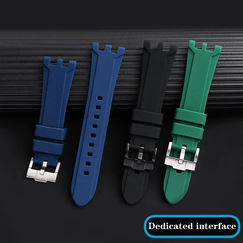 Rubber watch strap For Versace V-RACE DUAL series concave convex silicone watch strap accessories 24mm men's waterproof Bracelet