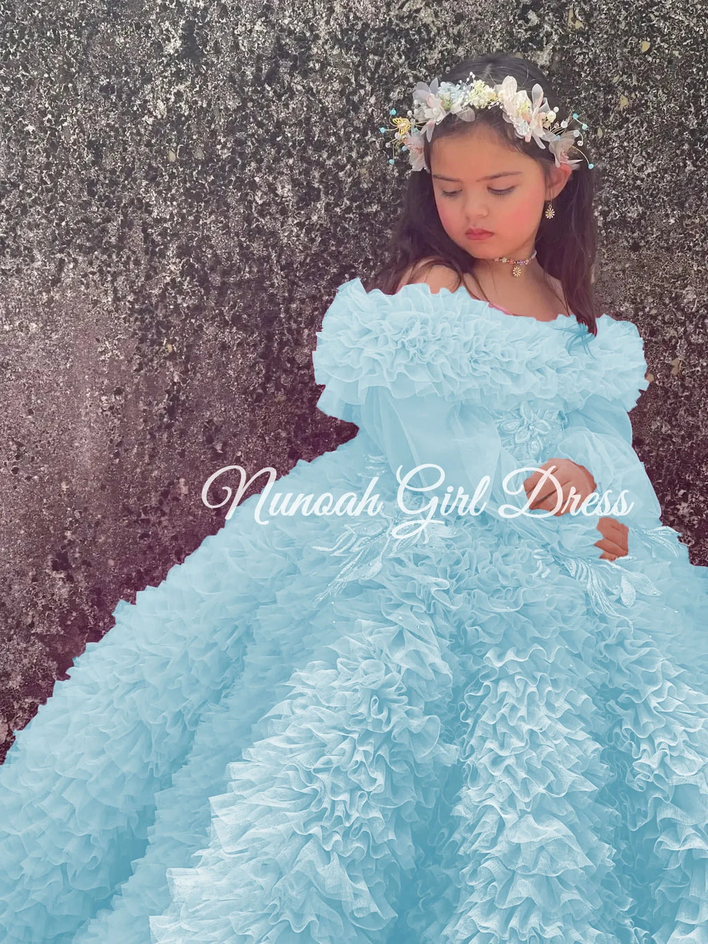 Pink Flower Girl Dresses for Wedding Crystal Ruffles Off the Shoulder First Communion Kids Birthday Party Gown Party Dress