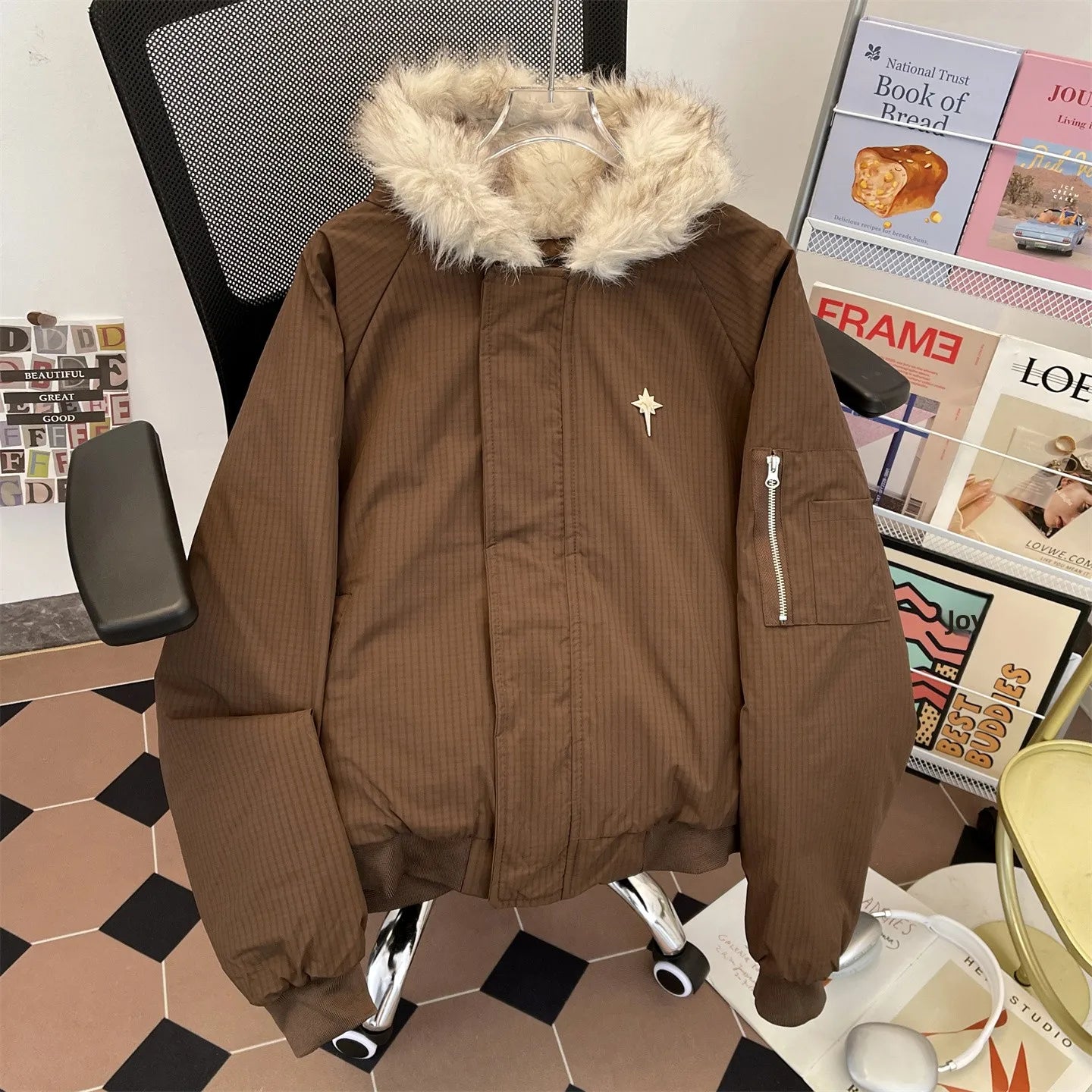 Men's Winter Thiened Hooded Cotton Jaet Loose American Retro ort Sle Warm Long Sve Youth Faion Outerwear Coat