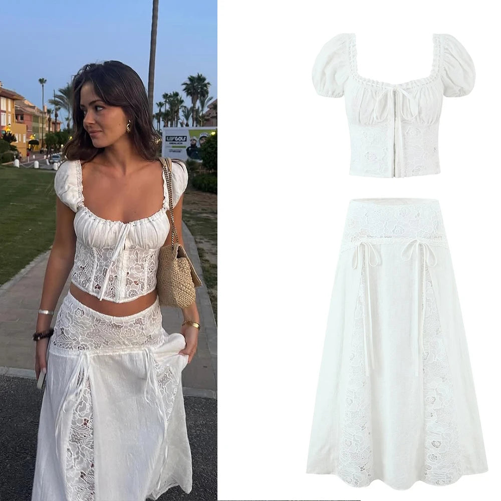 Mingmingxi New in Matching Sets Elegant Off The Shoulder Cropped Top and Flared Skirt Sexy Outfits Two-piece Set Women 2025