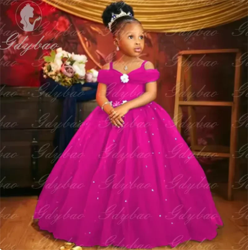 Royal Blue Flower Girl Dresses For Wedding Beaded Tulle Toddler Girls Pageant Dress Kids Formal Wear