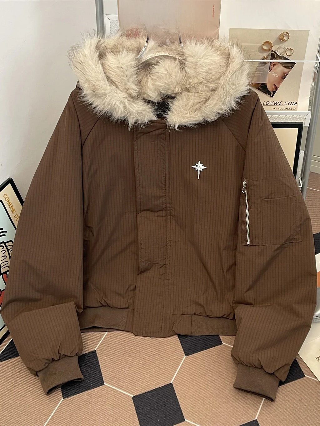 Men's Winter Thiened Hooded Cotton Jaet Loose American Retro ort Sle Warm Long Sve Youth Faion Outerwear Coat