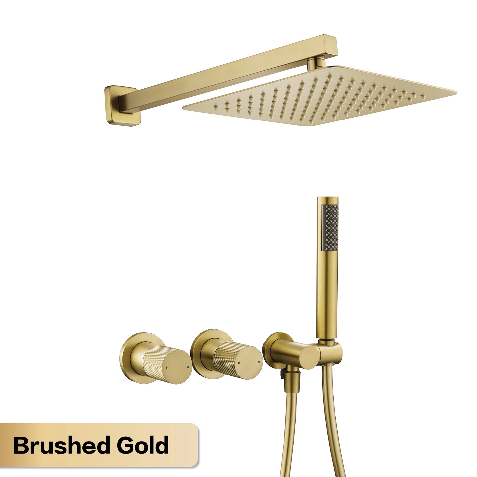 Luxury Bathroom Brass Gun Grey Wall-Mounted Shower System 2 function Embedded Bath Mixer Tap Dual Spray Rainfall/Handheld