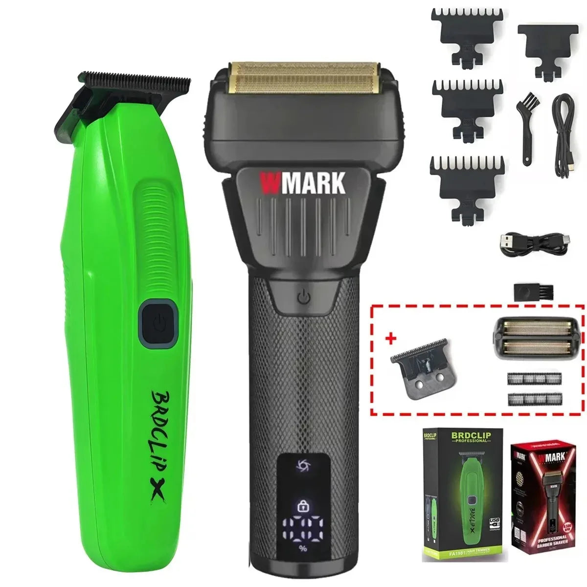 WMARK NG-7982 BRDCLIP FA-1981 Professional Electric Hair Clipper Hair Trimmer for Man Electric Shaver 9000/7500RPM Barber Shop