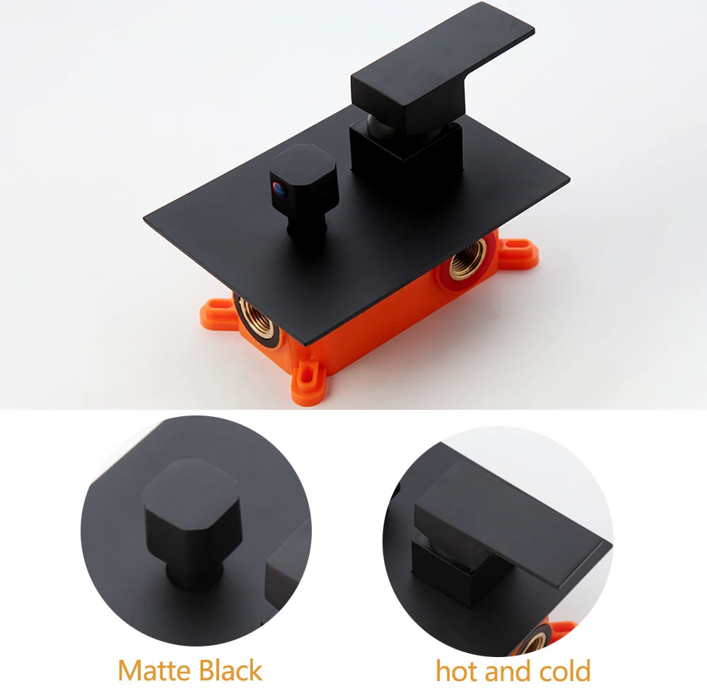 ZAPPO Black Shower Set Wall Mounted Shower Faucet Mixer 8/10/12/16 inch Rainfall Shower Head Bathroom Shower Systerm Tap