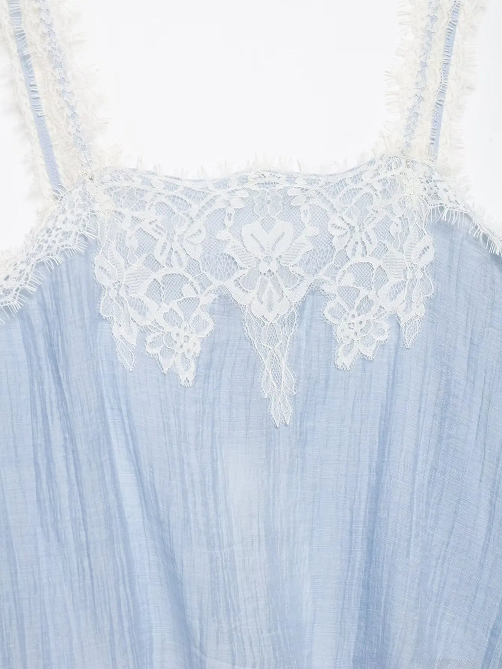 KONDALA Casual Chic Lace Skirt Set Women Holidays Summer Sky Blue Camisole,Midi Skirt 2026 Trendy Beach Leisure Street Skirt Set