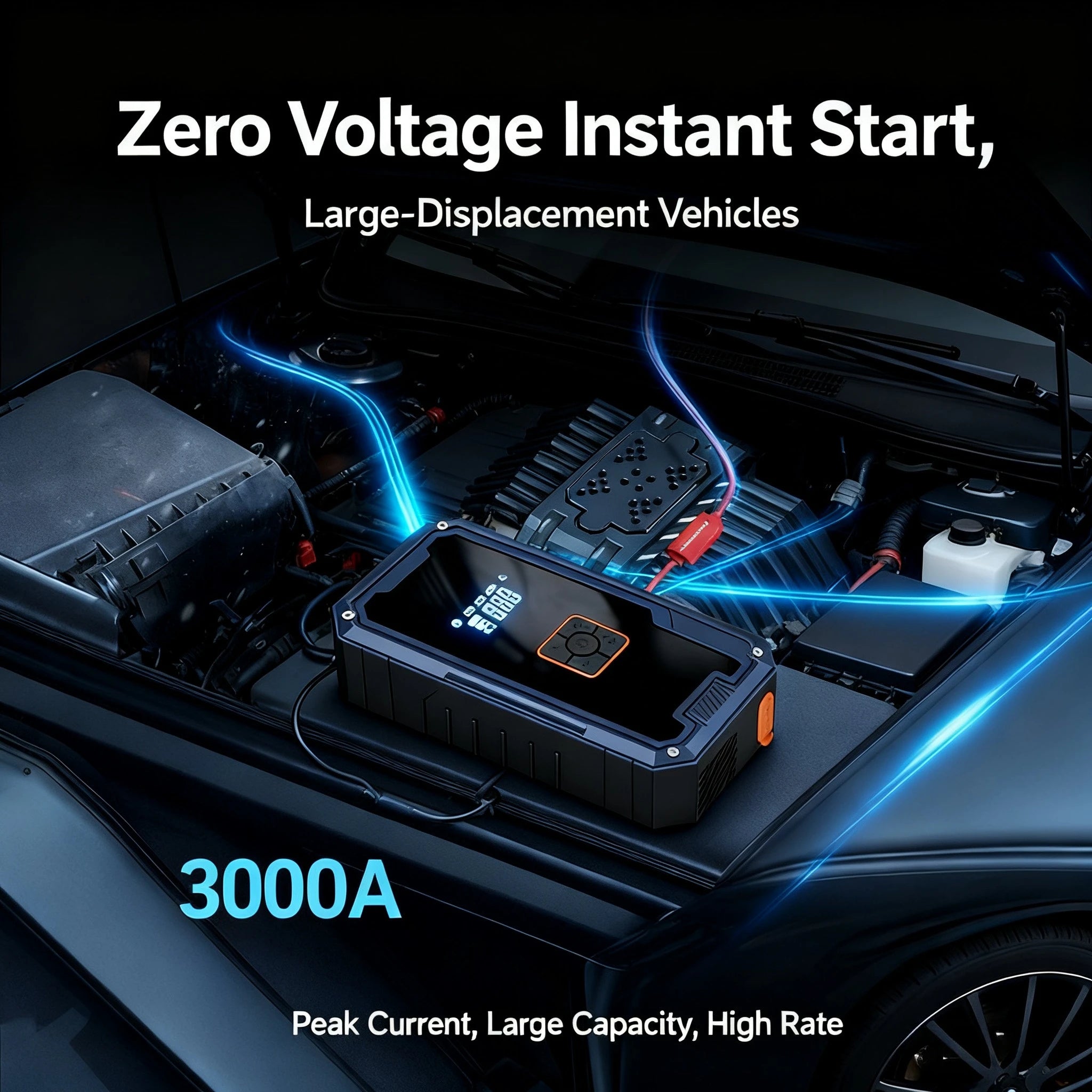 3000A 12V Car Jump Starter Air Compressor With Power Bank 99800mah Peak Portable Battery Starter 150PSI Air Pump With LED Light