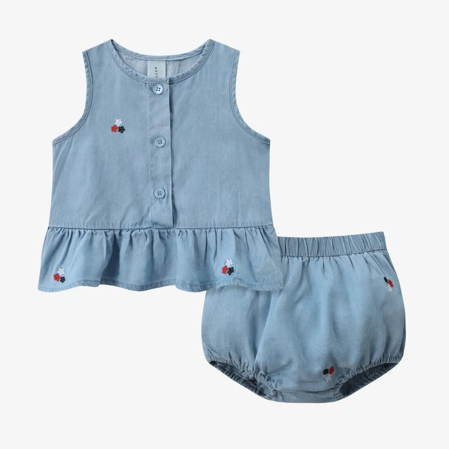 Clearance sale AS SS25 summer Embroidered Denim Collection high quality denim boys girls familly match clothes