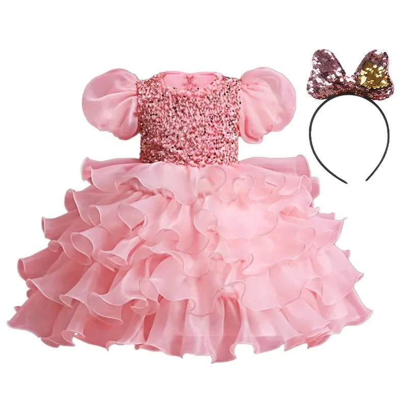 Fashion Flower Girl Dresses for Weddings Four Seasons Girls Party Dresses Short Sleeve Polyester Children Clothing Girl Dress