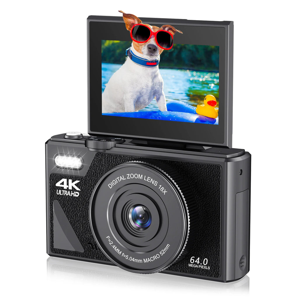 18X Digital Zoom Cameras for Photography 4K YouTube Vlog Video Cameras with 3’’ Flip Screen Anti-shake Selfie Camcorder