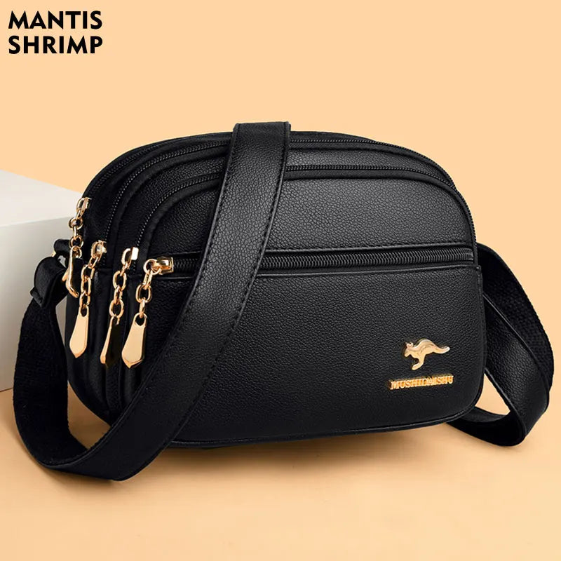 Women Bag Ladies Brand Quality PU Leather Shoulder Bags Designer New Simple Messenger Crossbody Multi-pocket Purses Mobile Phone