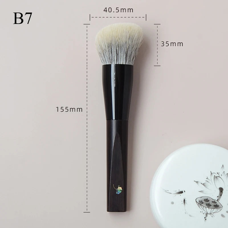 Soft Goat Canadian Squirrel Hair Makeup Brush Hand Crafted 1PC Face Powder Blush Brush Mother-of-Pearl Ebony Handle Makeup Brush