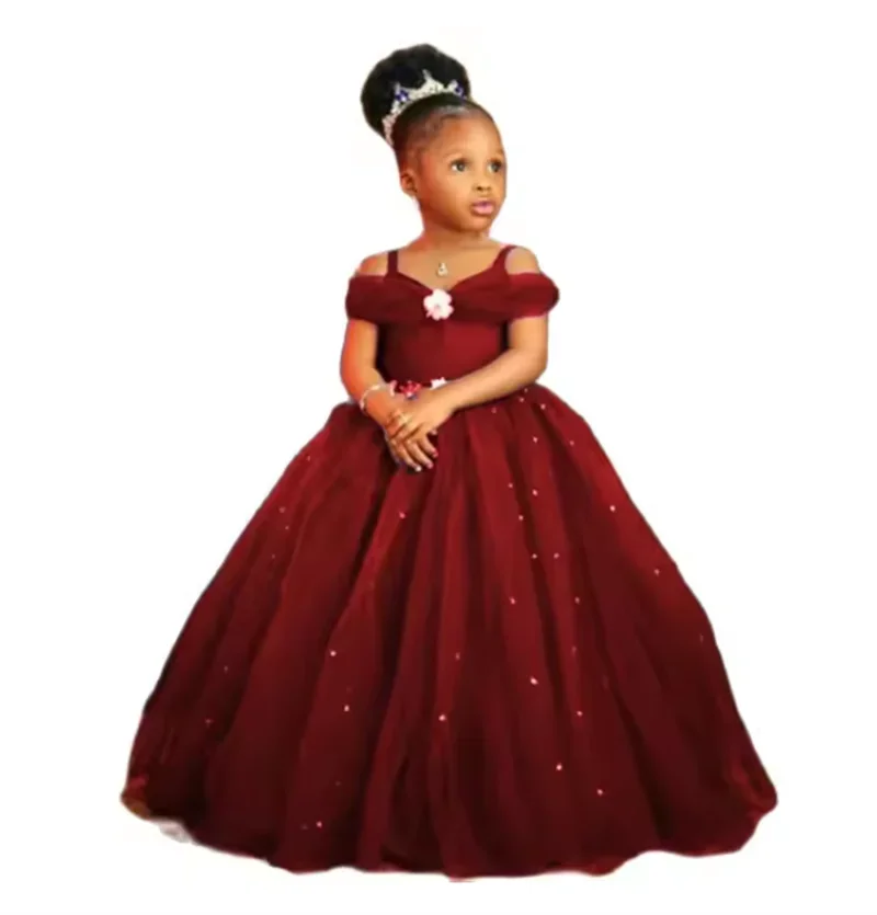 Royal Blue Flower Girl Dresses For Wedding Beaded Tulle Toddler Girls Pageant Dress Kids Formal Wear