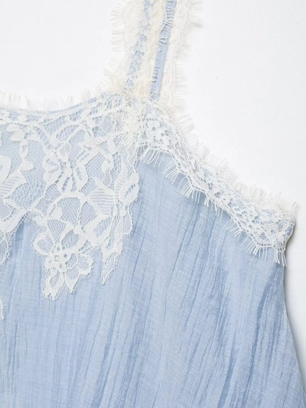 KONDALA Casual Chic Lace Skirt Set Women Holidays Summer Sky Blue Camisole,Midi Skirt 2026 Trendy Beach Leisure Street Skirt Set