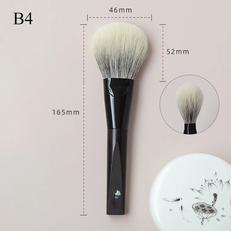 Soft Goat Canadian Squirrel Hair Makeup Brush Hand Crafted 1PC Face Powder Blush Brush Mother-of-Pearl Ebony Handle Makeup Brush