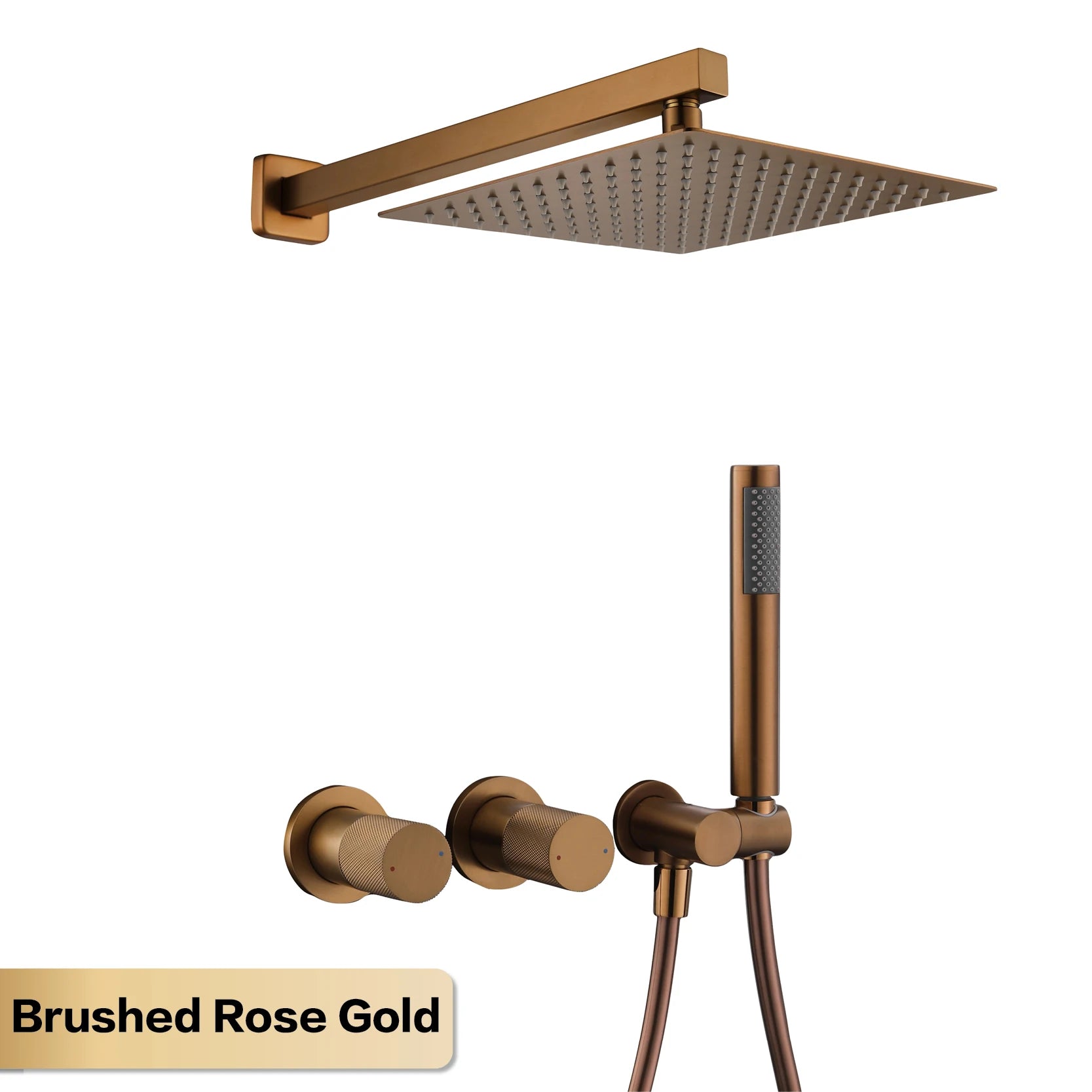 Luxury Bathroom Brass Gun Grey Wall-Mounted Shower System 2 function Embedded Bath Mixer Tap Dual Spray Rainfall/Handheld