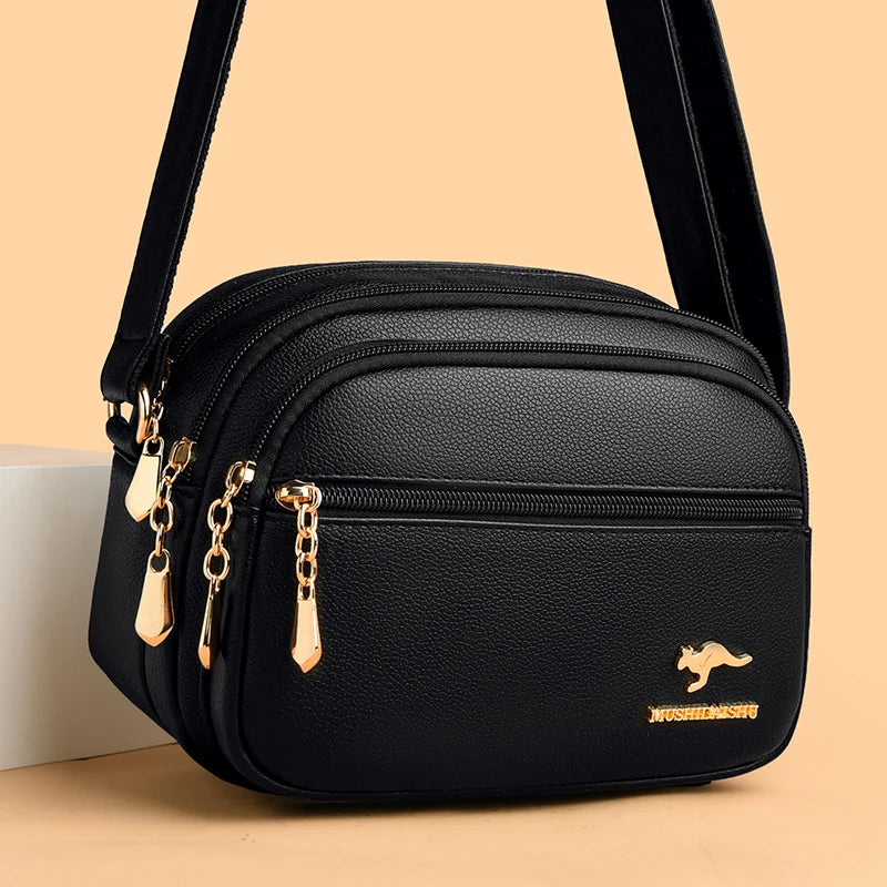 Women Bag Ladies Brand Quality PU Leather Shoulder Bags Designer New Simple Messenger Crossbody Multi-pocket Purses Mobile Phone