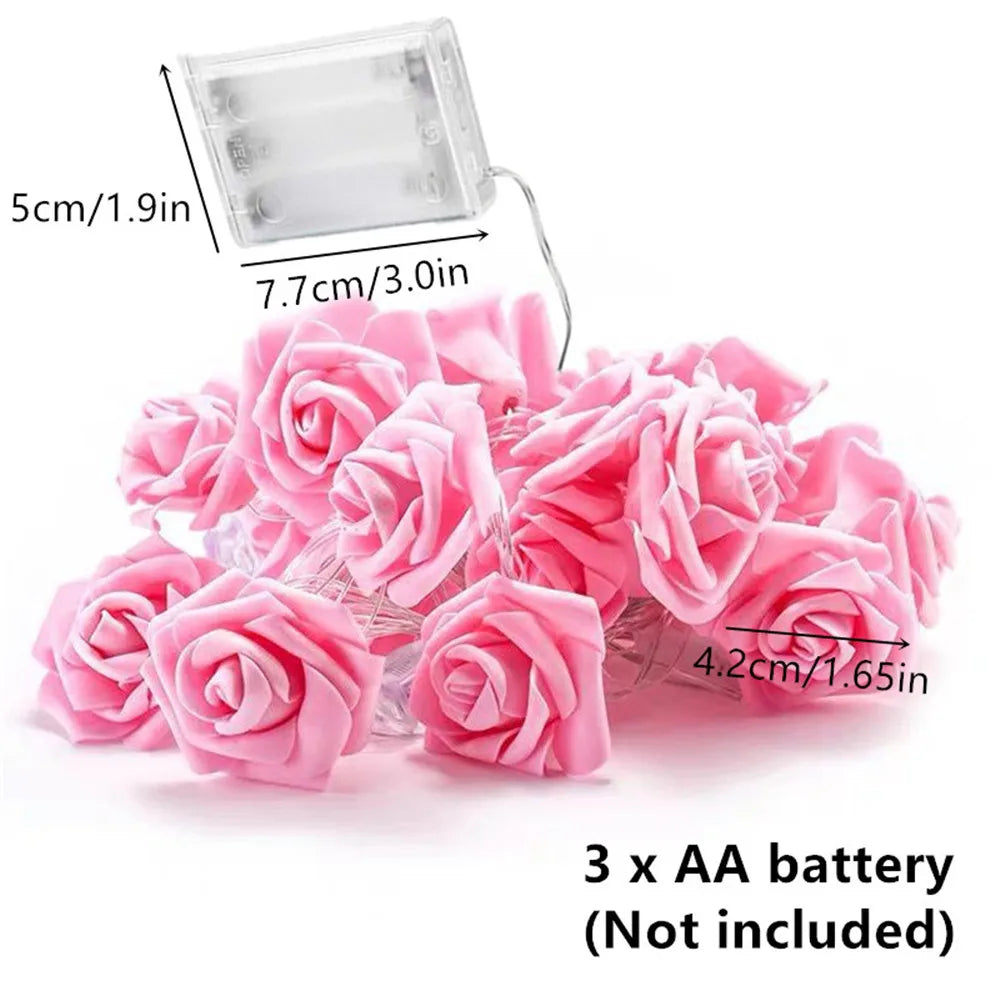 Pink Rose String Lights for Bedroom Battery Operated Flower LED Lights for Outside Romantic Home Room Lights Mother Day Gifts