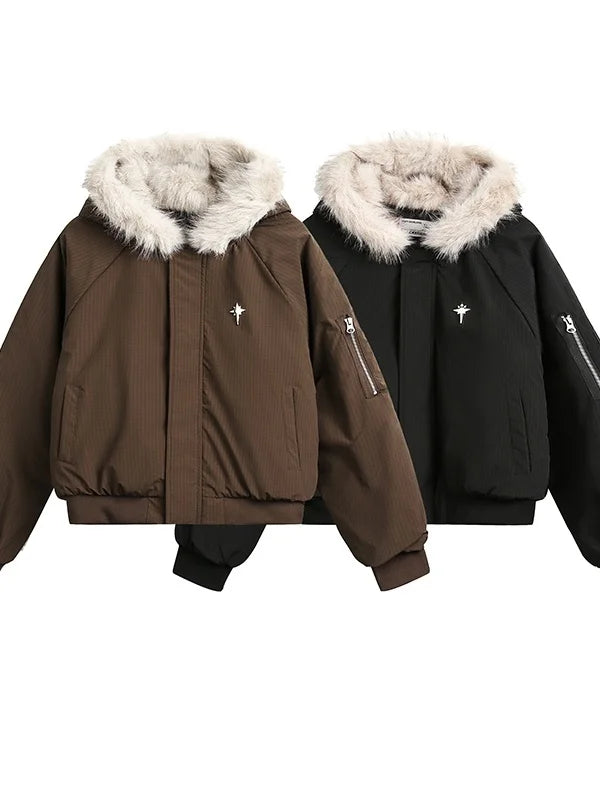 American Sle Cleanfit Thiened ort Cotton Jaet Men's Casual Faion Winter Warm Coat with Fur Collar Outdoor Wear
