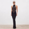 Lace Patchwork Dresses For Women Fashion Sexy Streetwear Solid Sleeveless Tank Sheath Hip Wrap Long Vestidos Robe Female Elegant