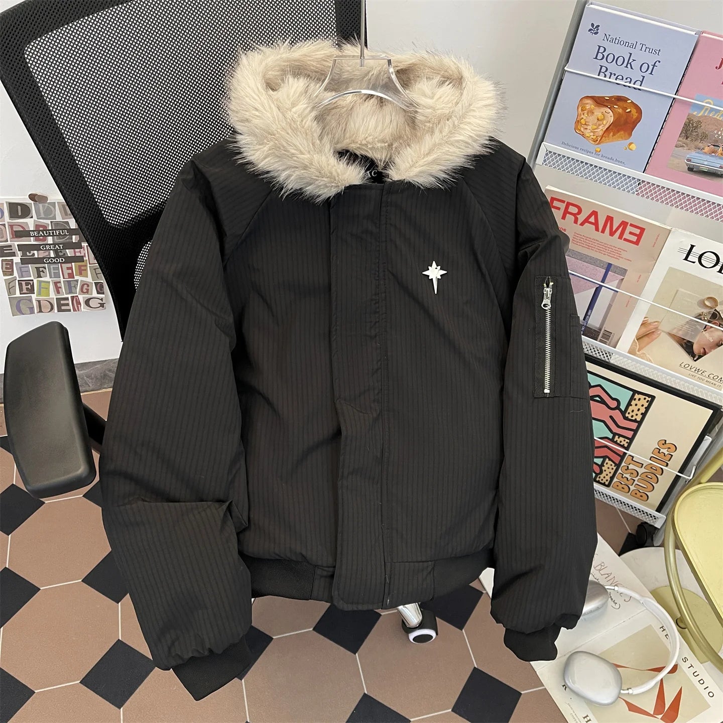 Men's Winter Thiened Hooded Cotton Jaet Loose American Retro ort Sle Warm Long Sve Youth Faion Outerwear Coat