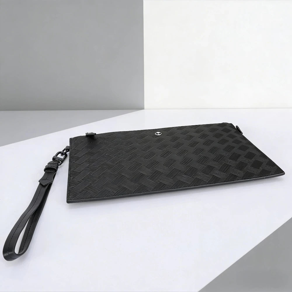 Men's Clutch Bag Luxury Designer Woven Leather Handbag Large Capacity Waterproof Business Wristlet Bag For Womens Pouch Wallet
