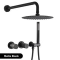 Luxury gun gray brass wall mounted shower system embedded design with 2 handles dual control hot and cold water bathroom faucet