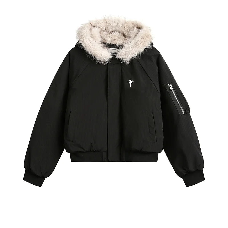 American Sle Cleanfit Thiened ort Cotton Jaet Men's Casual Faion Winter Warm Coat with Fur Collar Outdoor Wear