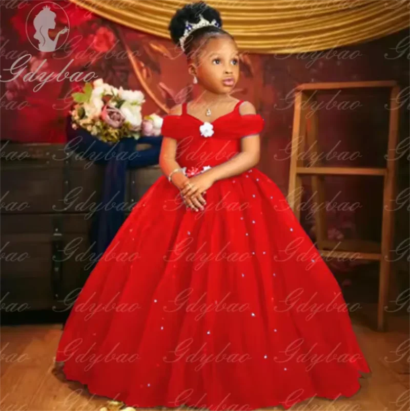 Royal Blue Flower Girl Dresses For Wedding Beaded Tulle Toddler Girls Pageant Dress Kids Formal Wear