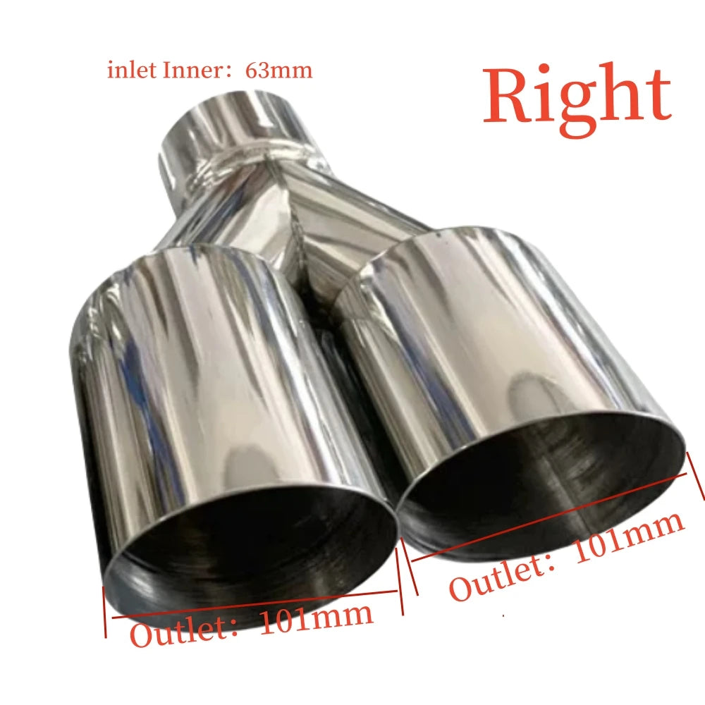 1 PCS Exhaust Tip Car modify Double Outlet Exhaust Pipe Nozzle Decoration Stainless Tail Pipes Muffler