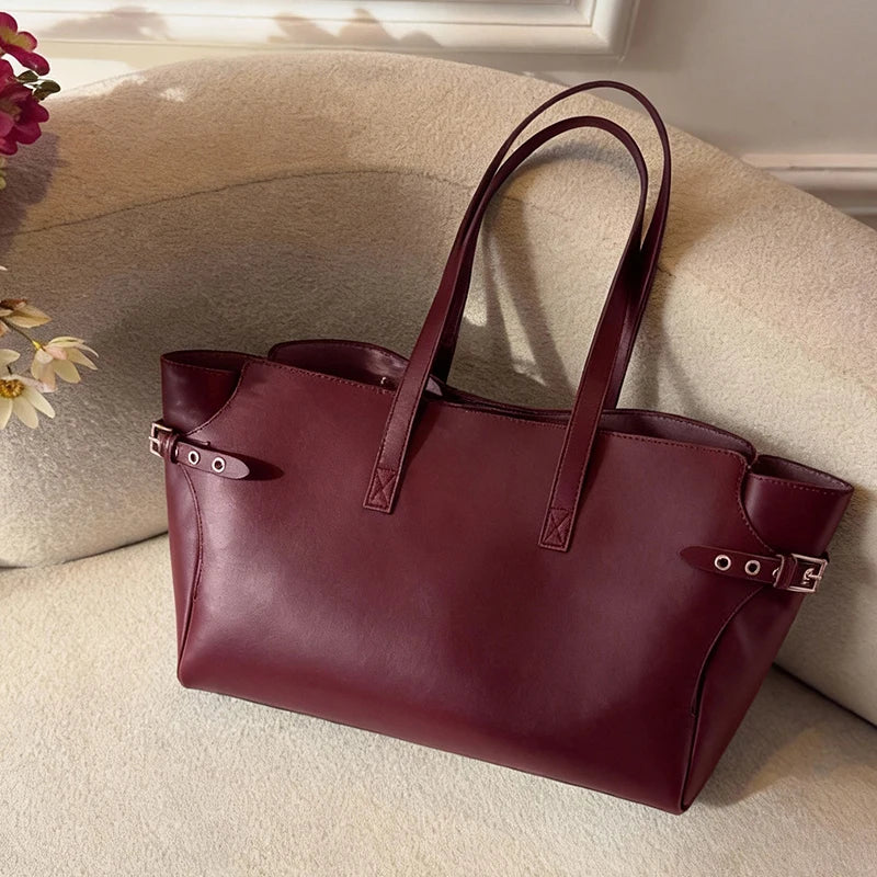 Bag Set: Tote Bag With Matching Purse,Designer Wing Style Women Underarm Shoulder Bag,Large Capacity Spacious Handbag,Burgundy