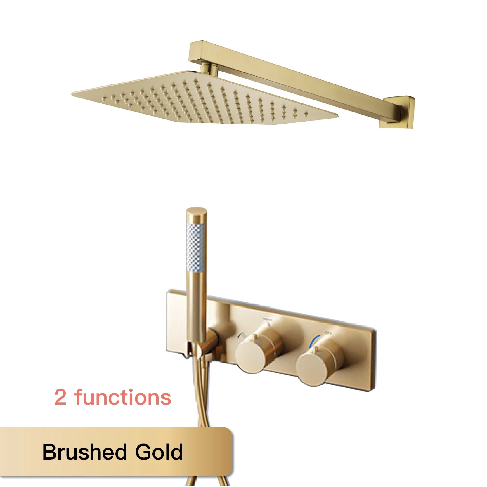 Modern Black Brass Bathroom Thermostatic Ceiling Type Shower System Wall-Mounted 3-Function Waterfall Tap for Cold & Hot Wate