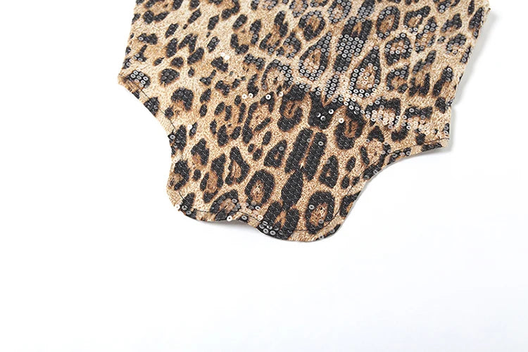 Nibber Street Sexy Wild 2 Piece Set Women 2025 Summer Trend Leopard Sequin Backless Crop Top+Skinny Mini Skirts Matching Suit