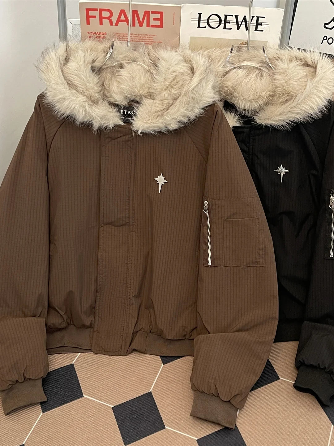 Men's Winter Thiened Hooded Cotton Jaet Loose American Retro ort Sle Warm Long Sve Youth Faion Outerwear Coat