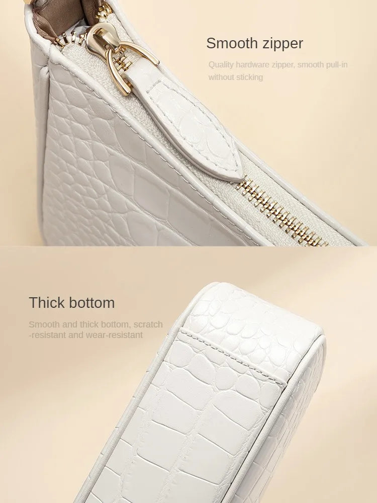GOLF Bag  Genuine Leather White Underarm Bag Women's Summer French Club Bag Versatile Fashion Shoulder Bag