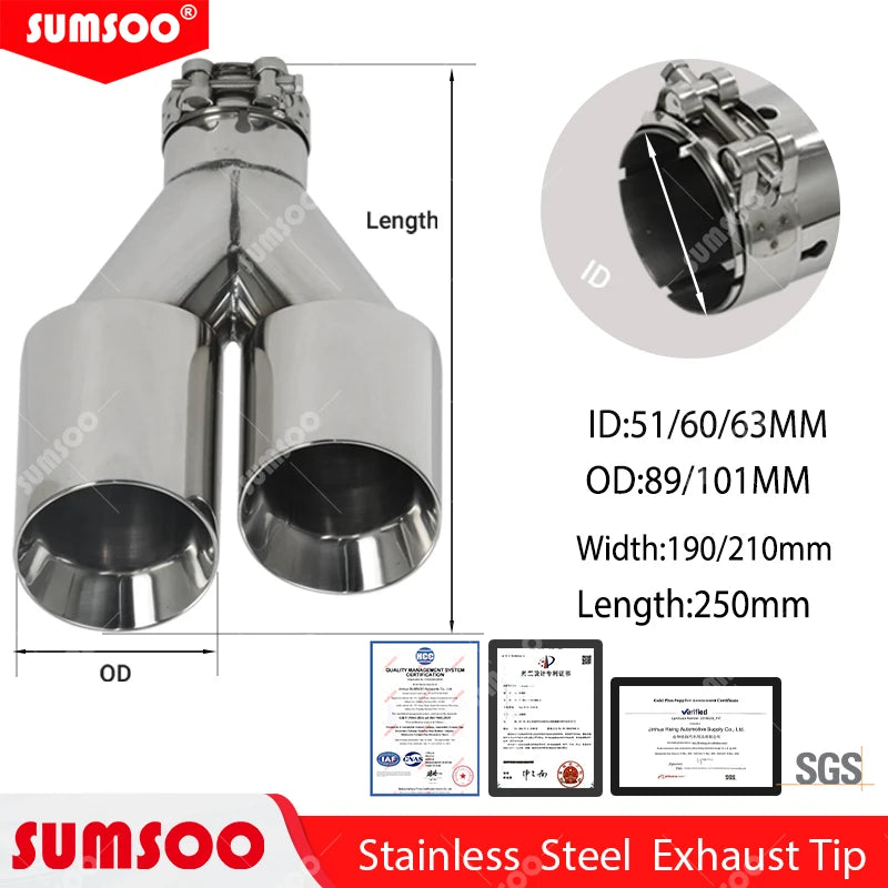 ER  1 PCS Exhaust Tip Car modify Double Outlet Exhaust Pipe Nozzle Decoration Stainless tail Pipes Muffler