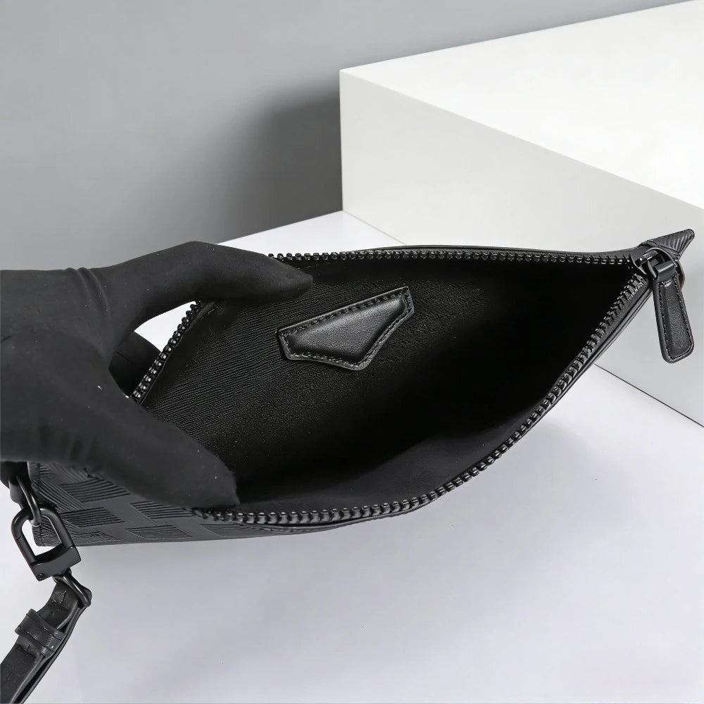Men's Clutch Bag Luxury Designer Woven Leather Handbag Large Capacity Waterproof Business Wristlet Bag For Womens Pouch Wallet