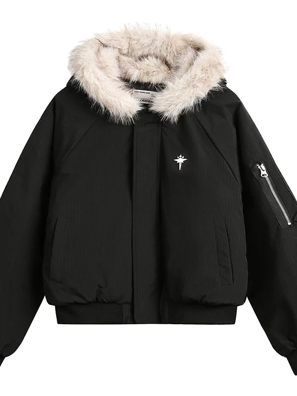American Sle Cleanfit Thiened ort Cotton Jaet Men's Casual Faion Winter Warm Coat with Fur Collar Outdoor Wear
