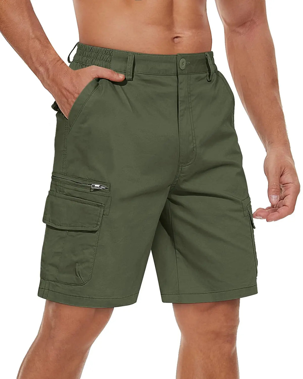 TACVASEN 97% Cotton Multi-Pockets Cargo Shorts Mens Fashion Loose Fit Ripstops Work Shorts Outdoor Safari Casual Retro Shorts