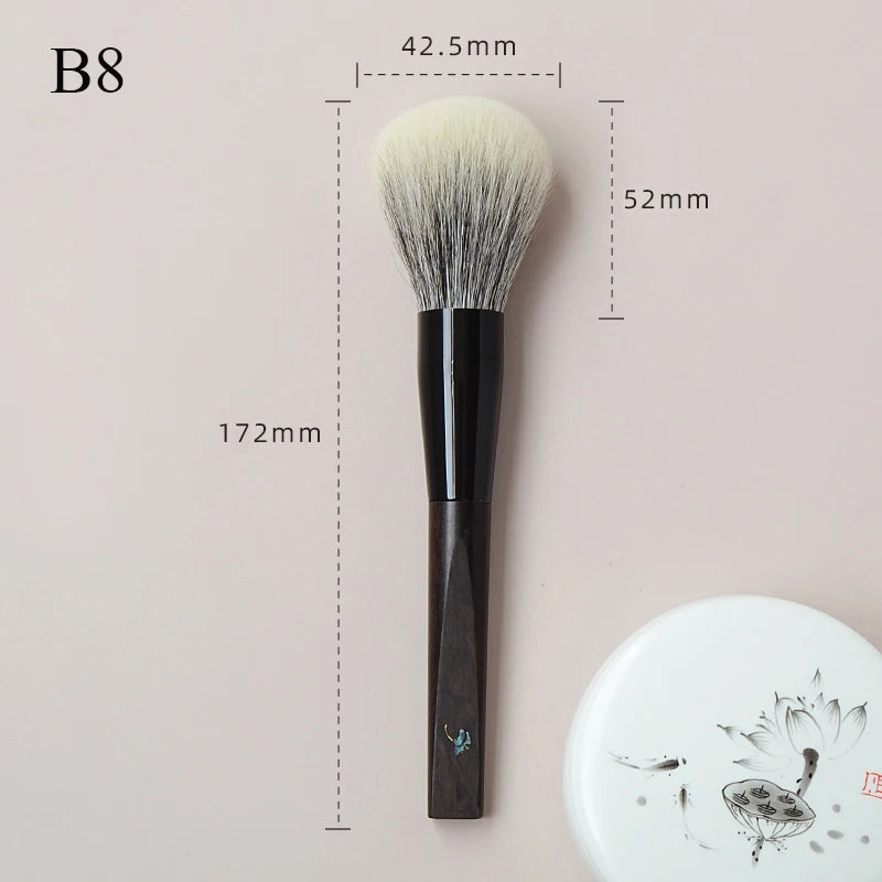 Soft Goat Canadian Squirrel Hair Makeup Brush Hand Crafted 1PC Face Powder Blush Brush Mother-of-Pearl Ebony Handle Makeup Brush