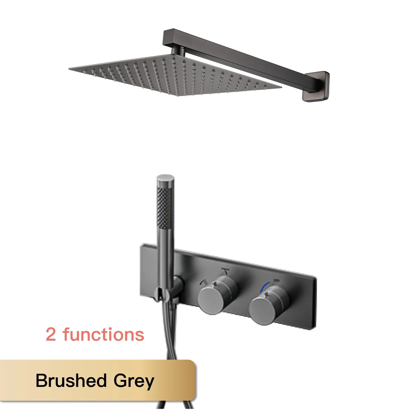 Modern Black Brass Bathroom Thermostatic Ceiling Type Shower System Wall-Mounted 3-Function Waterfall Tap for Cold & Hot Wate