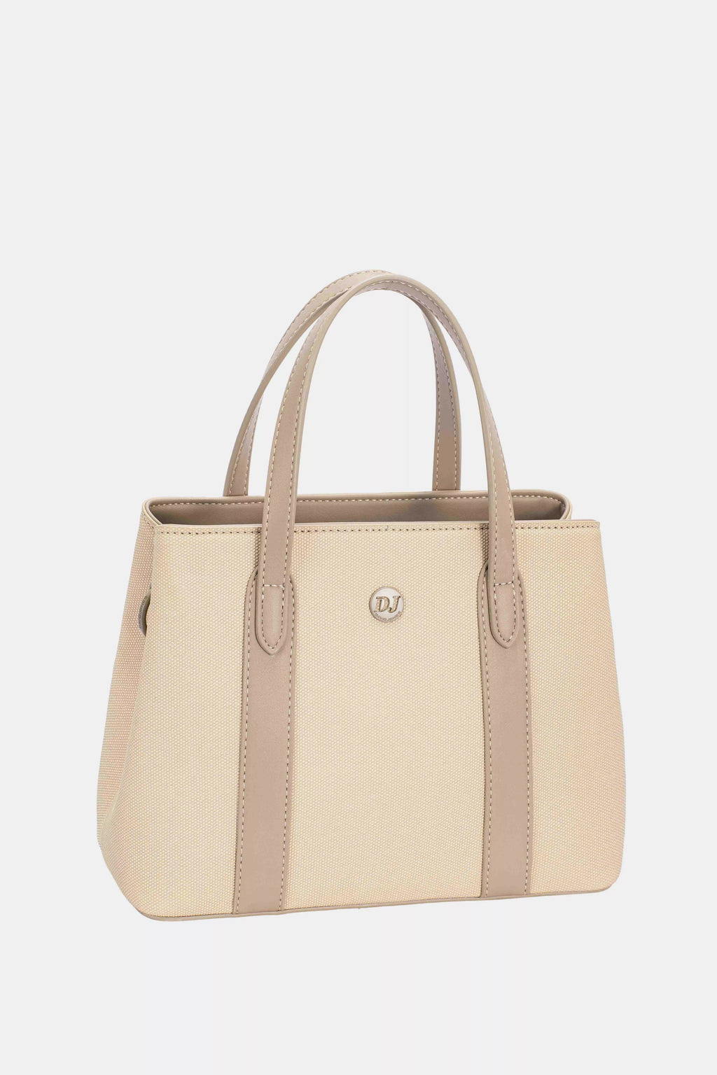 David Jones Canvas Handbag with Leather Trim
